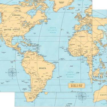 Imagem de Papel para Scrapbook Dupla Face 30,5x30,5 cm - Mapa Mundi - SD-839 - n