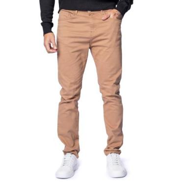 Imagem de Calça Masculina Dixie em Sarja Slim Caramelo, Caramelo, 38