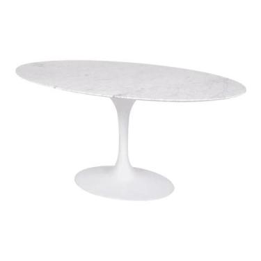 Imagem de Mesa Saarinen Oval Carrara 120x80cm - Base Branca - MGSAARINEN