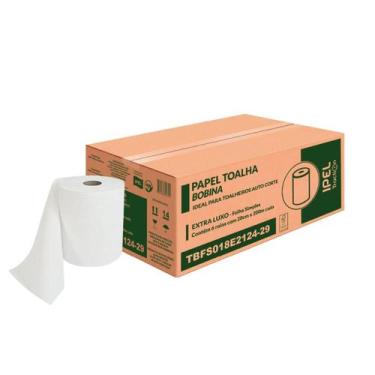 Imagem de Papel Toalha Bobina Ipel Traction 6x200m Auto Corte 100 Celulose Virge