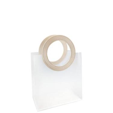 Imagem de Sacola Pvc Alça Redonda em material sintético Off White 21x22x11 Cm - 