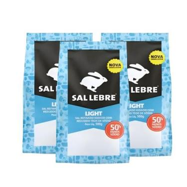 Imagem de Sal Refinado Light Menos Sódio Lebre Iodado 500g - 3 Unidades