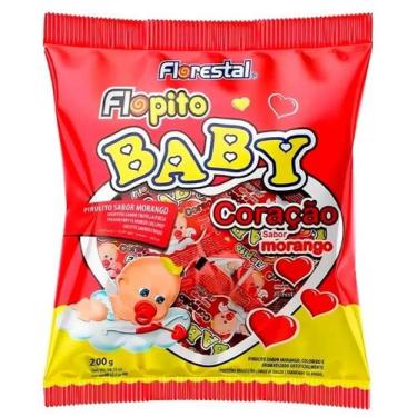 Imagem de Pirulito Coração Vermelho de Morango Baby Florestal 200g