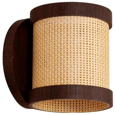 Imagem de Arandela Straw Mini Imbuia G9 LED Base MDF Palha Natural Tratada Sistema Fixação Rápido Luminárias Müller