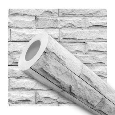 Imagem de Papel De Parede Adesivo Lavável Efeito Tijolinho Branco Rústico Churra
