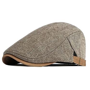 Imagem de Boina Italiana Estilosa de Lã Plana Moda Outono Boné de Golfe Viseira Ajustável Casual (C2)