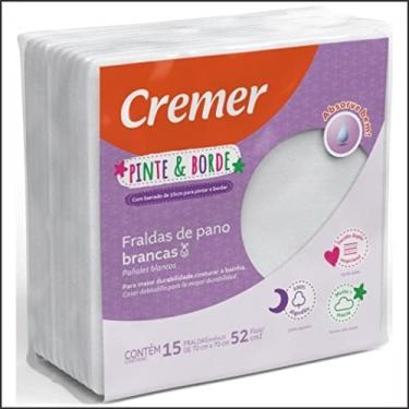 Imagem de Cremer Fralda Pinte E Borde Lisa Com 15 Peças 0 70Cm X 0 70 Cm Branco