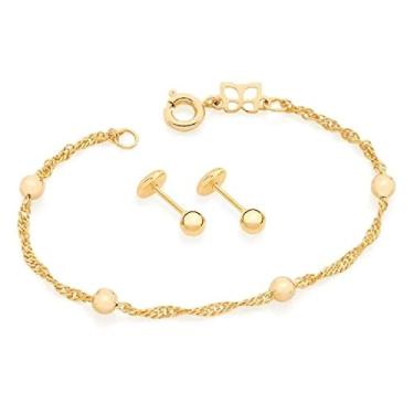 Imagem de kit Rommanel Infantil e Bebê Brinco E Pulseira folheado