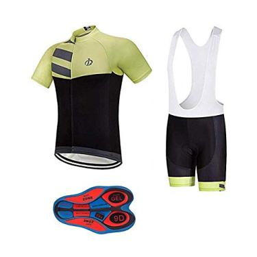 Imagem de MOXILYN Conjunto de camisa masculina de ciclismo de secagem rápida + shorts com kit de roupas de equitação MTB acolchoado com gel 9D