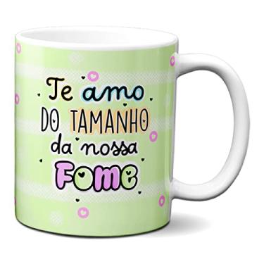 Imagem de Caneca Flork Namorados Fofos Te Amo Do Tamanho Da Nossa Fome (Branca)