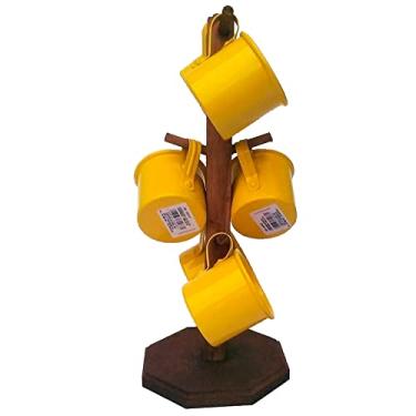 Imagem de Suporte Rústico com 6 Canecas de Café em Alumínio Esmaltadas - Amarela