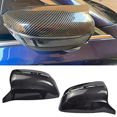 Imagem de 1 par de capas de espelho retrovisor lado esquerdo direito espelho tampas para BMW 5 6 7 Series G30 G31 G38 G11 G12 (fibra de carbono)