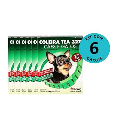 Imagem de Kit Coleira Contra Pulgas E Carrapatos TEA 327 Cães Pequenos König 13g C/ 33cm C/ 6 unidades
