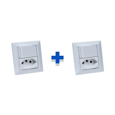 Imagem de Kit Espelhos de Tomadas Duplo Chanf 2Tom 20A 2 Interruptor COR:BRANCO