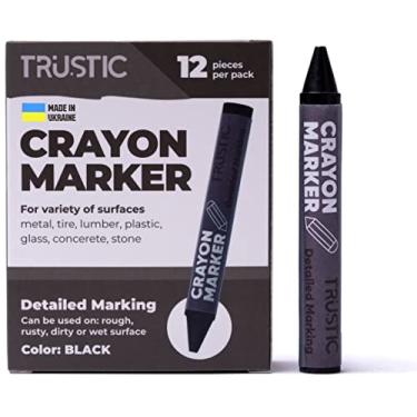 Imagem de Marcador universal de cera de cera para industrial e artesanato marcação detalhada em madeira serrada caixa de metal cerâmica vidro concreto pneu plástico 10 x 1,27 cm, pacote com 12 (preto)