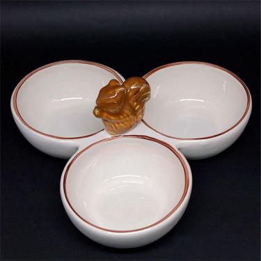 Imagem de Petisqueira Tripla de Cerâmica Esquilo Doçura Off White  23 x 10cm