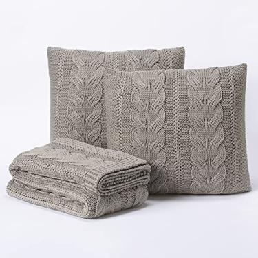 Imagem de Kit Peseira Manta Sofa Cama Queen 230x60cm + 2 Capas de Almofada Tricot Viena
