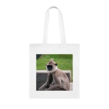 Imagem de Bolsa Hanuman Langur, presente Hanuman, bolsa de ombro Hanuman, bolsas reutilizáveis Hanuman, ideia de presente de cesta de Natal de aniversário, presente para ela, presente para ele, bolsa feminina, Branco