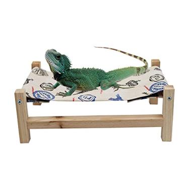 Imagem de Dnoifne Cama para pendurar em rede de répteis, cama para lagarto de madeira, cama de verão réptil para lagarto barba dragão leopardo lagarto