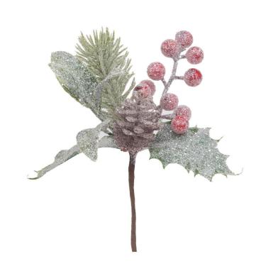 Imagem de Pick Natalino C/folhas/frutas Nevadas 1un 17x14x14cm 1025973