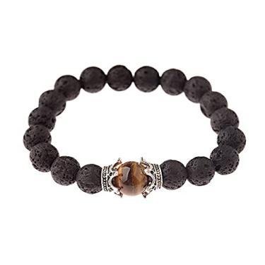 Imagem de Pulseira de ioga de contas de madeira natural de 10 mm masculina elástica budista oração pulseira de buda joia - estilo 17, Cristal