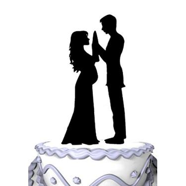 Imagem de Meijiafei – Blusa para bolo de casamento com silhueta de noiva grávida e noivo