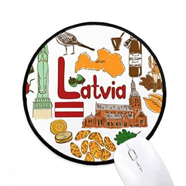 Imagem de DIYthinker Tapete de mouse com bandeira nacional latvia Love Heart Landscap desktop escritório tapete redondo para computador