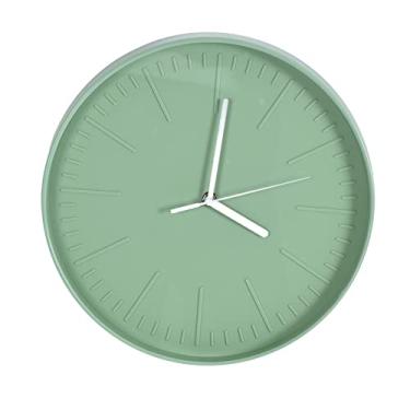 Imagem de Relógio de Parede de Quartzo Mudo Relógio de Parede de Plástico Moderno Relógio de Parede de Plástico Minimalista Moderno Relógio de Parede de Plástico para Sala de Estar Quarto (Verde)