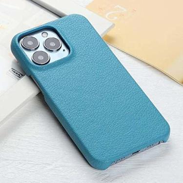 Imagem de Capa de couro de grão de lichia para iPhone 14 13 11 12 Pro Max 13 Mini XR X XS Max 14 Plus Capa traseira, azul céu, para iPhone 11Pro Max