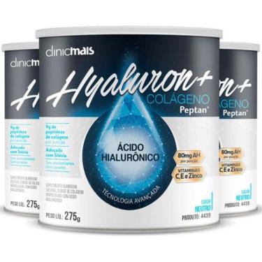 Imagem de Kit 3 Hyaluron+ Colágeno Com Ácido Hialurônico Clinicmais 275G - Chá M