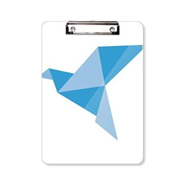 Imagem de Placa de suporte para pasta com estampa de pombo abstrata origami azul A4