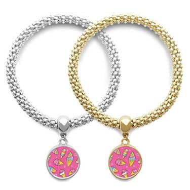 Imagem de DIYthinker Bracelete com pingente de estrela de açúcar picolé rosa amante de sorvete, joia para presente de casal