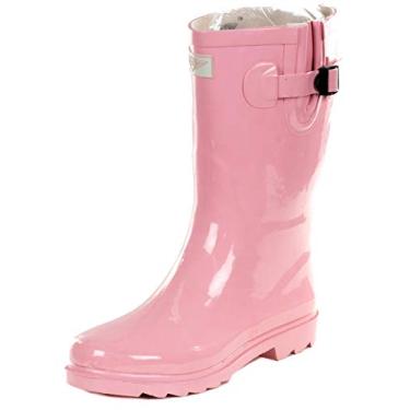 Imagem de Botas de chuva femininas de borracha – 28 cm até a panturrilha, femininas, clássicas, impermeáveis, para uso ao ar livre, galochas com desenhos coloridos, rosa, 6