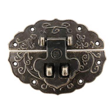 Imagem de 1 pc antique caixa de latão trinco hasps caixa de jóias decorativas hasp bloqueio trinco com parafuso retro hardware para gaveta de móveis 56 * 44mm YYDFPIIA