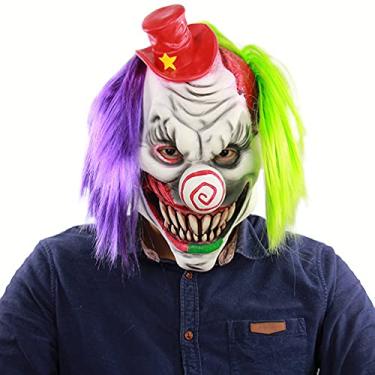 Imagem de Máscara de palhaço de terror cosplay máscara de látex assustadora acessório para fantasia de festa de Halloween