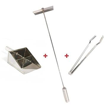 Imagem de Kit Pegador Carnes, Pá Cinza, Rodo De Limpeza, Fornos, Pizza