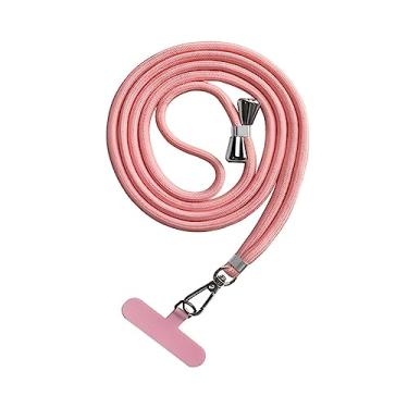 Imagem de Cordão para telefone, sistema de trava de segurança, alça antiperda removível para pescoço, tira para telefone, alça de segurança para ciclismo, ROSA