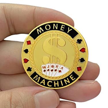 Imagem de Ficha de Poker Profissional Personalizada em Metal de Luxo Card Guard Protetor de Cartas de Pôquer + Estojo (MONEY MACHINE)