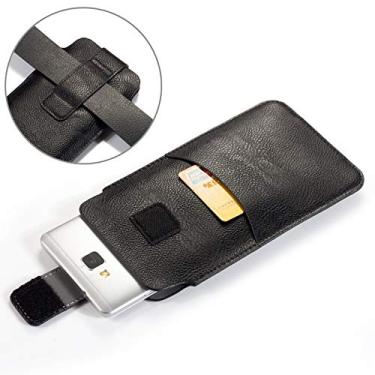 Imagem de coldre para celular Caso de bolsa de cinto de couro universal para 4.0 "smartphone, para iPhone 4G, 4S, 5G, 5s, bolsa de cinto Hoslter capa protetora (Color : Black)