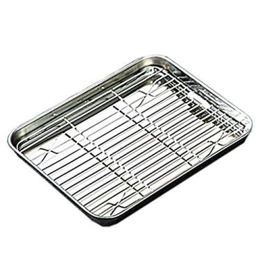 Imagem de Bandeja de assadeira com conjunto de rack removível panela de resfriamento de aço inoxidável para forno, não tóxica, segura para lava-louças