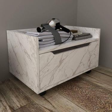 Imagem de Gabinete para Banheiro 60cm com 1 Gavetas Rodízio BN3647 Mármore Branco