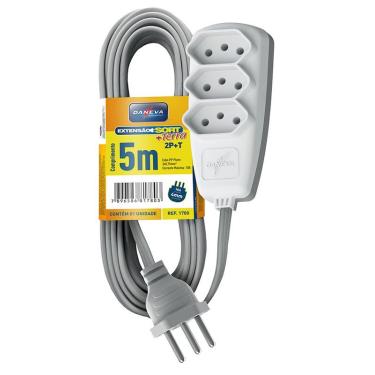 Imagem de Extensão Legrand Daneva com 3 tomadas - 5 Metros - 10A - Novo Padrão - Branco - DN1780