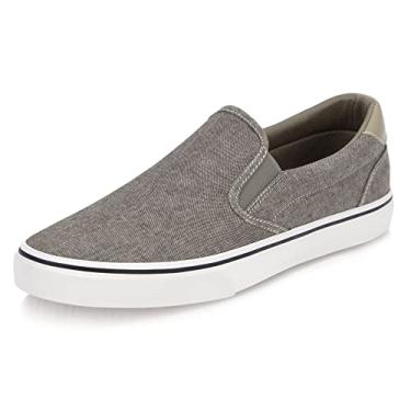 Imagem de Sapatos masculinos de lona cano baixo sapatos de skate tênis fashion para homens confortáveis caminhada sapatos casuais, Café sem cadarço, 8.5