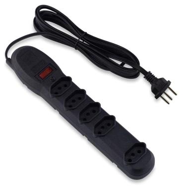 Imagem de Filtro de linha 5 tomadas Forceline - Bivolt - Cabo 3 metros - Preto - 7202