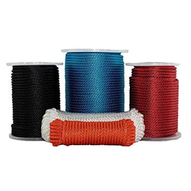 Imagem de Corda de nylon (1,27 cm - 1,27 cm) trança sólida - SATOS SGT - linha de cabo utilitário trançado de nylon macio multiuso - para âncoras, artesanato, blocos, polias, reboque, carga, amarração (50 pés - 500 pés), (#4) 1/8 inch x 50 feet, Red