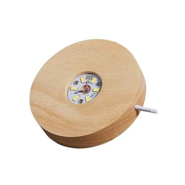 Imagem de Gadpiparty suporte de exibição iluminado base de luz LED para acrílico expositor de enfeites prateleiras de exposição base de exibição LED base de suporte LED volta decorar Bambu