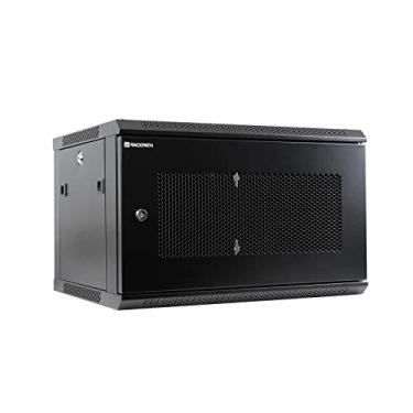 Imagem de RackPath 6U Suporte de parede para armário de servidor gabinete de rede, ventilador de resfriamento silencioso, porta perfurada, preto