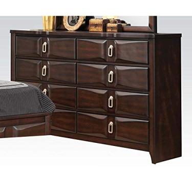 Imagem de Cômoda para quarto, 8 gavetas, organizador de armazenamento de madeira, cômoda alta e larga para quarto, corredor, café expresso 150 cm C x 43 cm L x 101 cm A, marrom