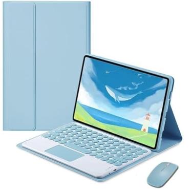 Imagem de Capa teclado for Xieomi Pad 6 / Pad 6 Pro 11 polegadas Teclado Bluetooth com trackpad teclas redondas, teclado magnético fino removível, Mouse Bluetooth, Azul