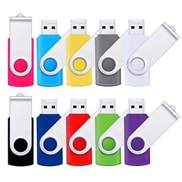 Imagem de Pen Drive USB 2.0 giratório para armazenamento de dados, compartilhamento de arquivos (pacote com 10, multicolorido), 512MB